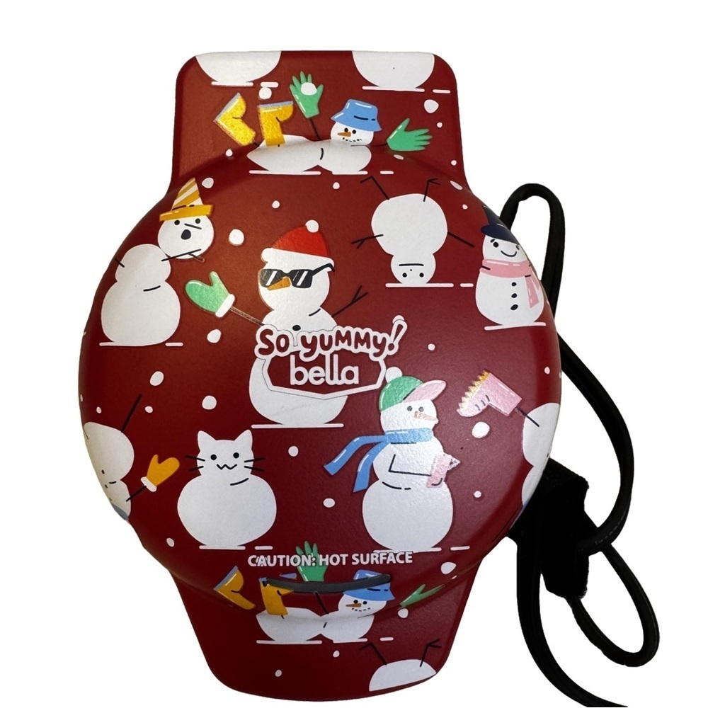 So Yummy Bella Mini Waffle Maker Red Snowman Design NIB